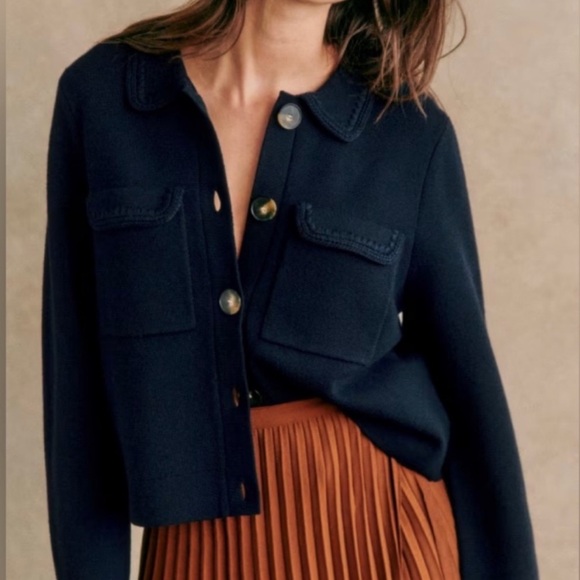 Sezane Sweaters - Sezane Betty Cardigan XS Navy Crochet